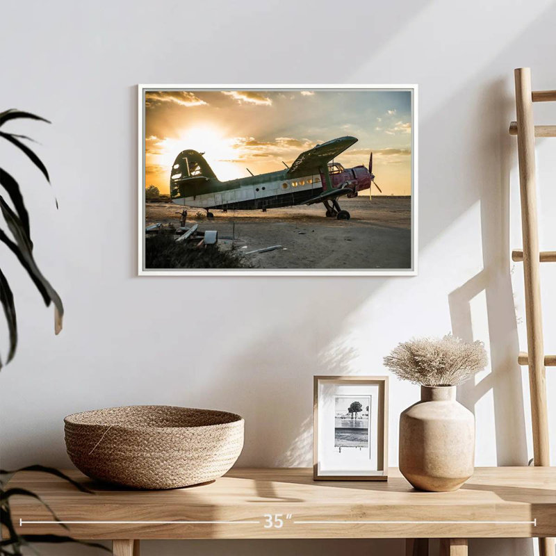 Abandoned Old Plane, 19" X 13", Floating Frame White