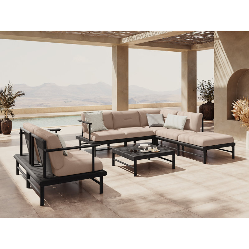 160cm Wide Ash Patio Sofa with Cushions, Beige