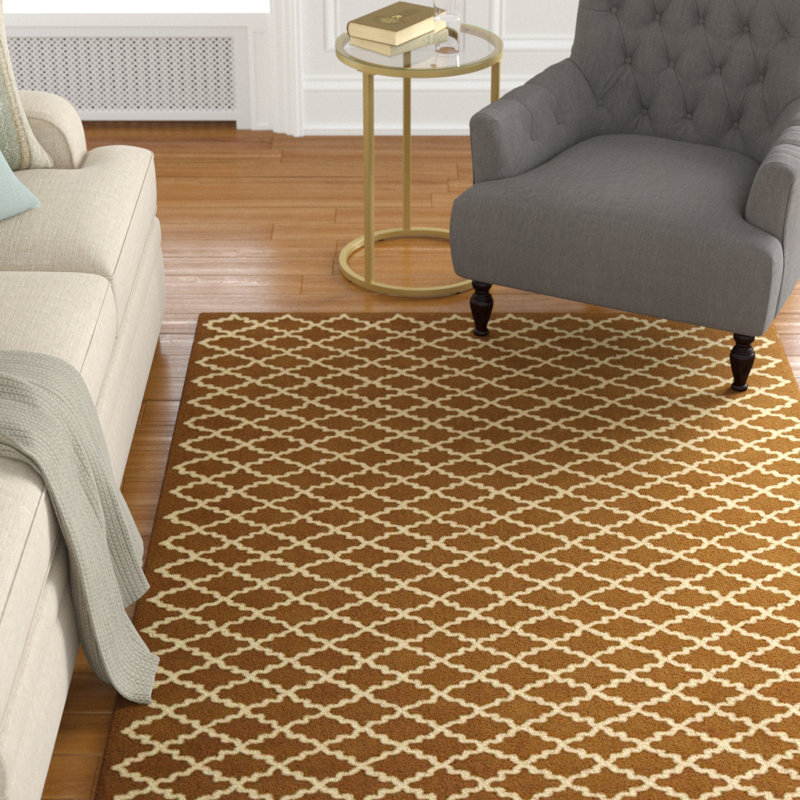 Tapis géométrique en coton crocheté à la main Fullerton, Rectangle 5 pi 6 po x 8 pi 6 po