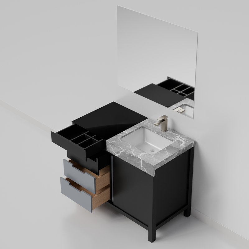Ensemble de meuble-lavabo noir et gris avec robinet Lexil Zilara