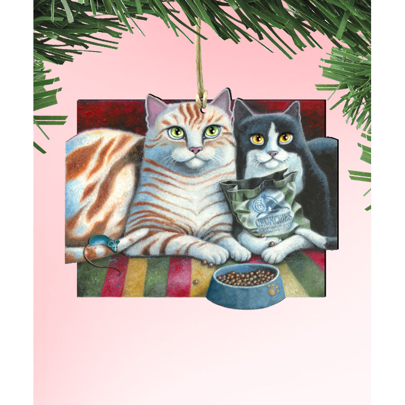 Ornement en bois pour chat dîner’n movie
