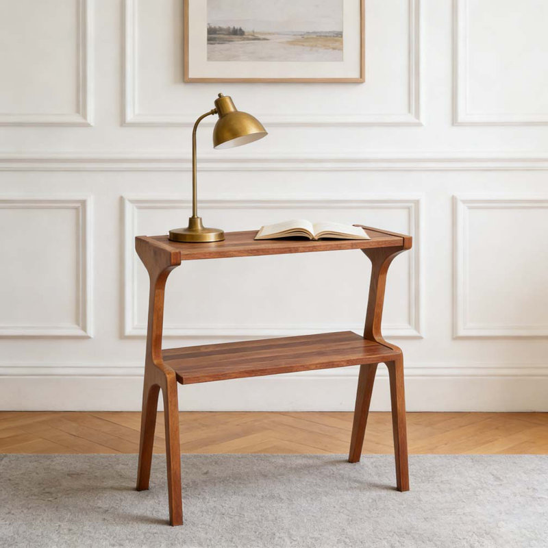Storage Hall Table,Compact End Table,Wood Sofa Side Table, Cherry