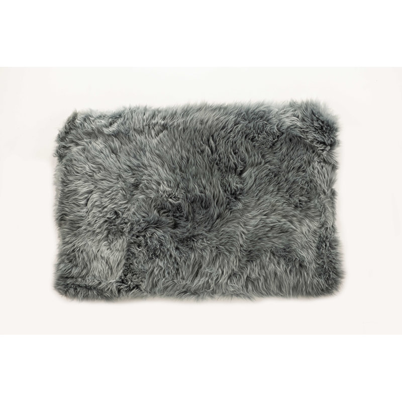 Tapis rectangulaire gris 3 pi x 5 pi en peau de mouton, 2 pi x 3 pi