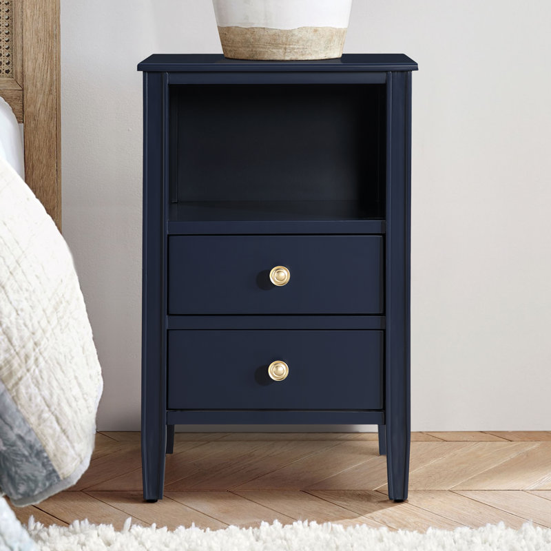 Ahouh 2-Drawer Storage Nightstand, Blue