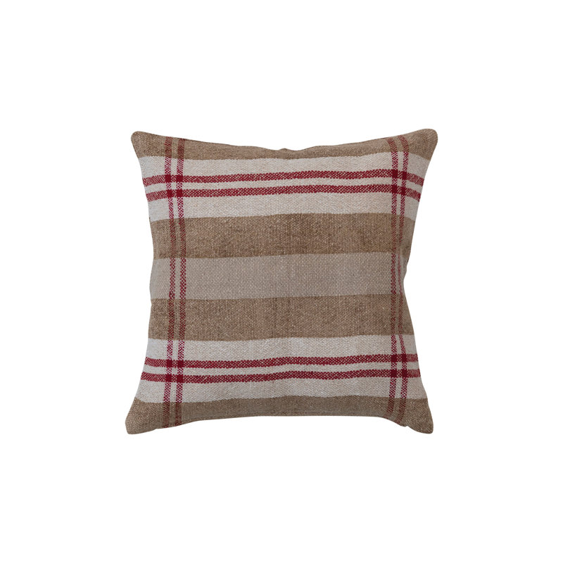 Plaid Cotton Blend Throw Pillow
