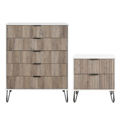 Ensemble de chambre à coucher moderne avec commode et table de chevet 2 pièces Dumbo