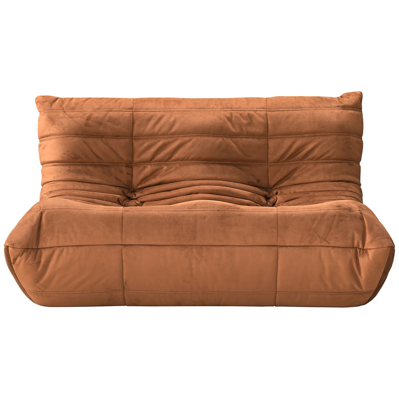 Causeuse rembourrée en velours 54,75 po Rachel, Velours cognac