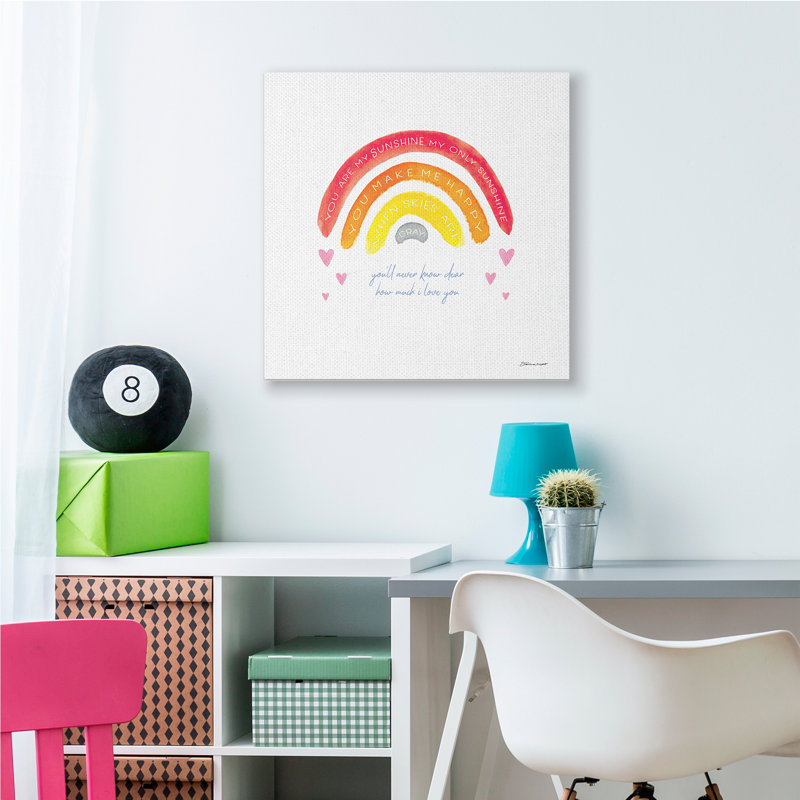 «My Sunshine When Sky's Grey Sentiment Rainbow Hearts», Toile tendue, H 30 po x l 30 po x 1,5 po