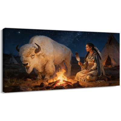 Art amérindien sur toile, peinture sur affiche de décor indien, toile de bison, impression sur toile de plumes, œuvre d'art murale prête à accrocher pour salon, chambre à coucher, bureau, 12 po x 24 po