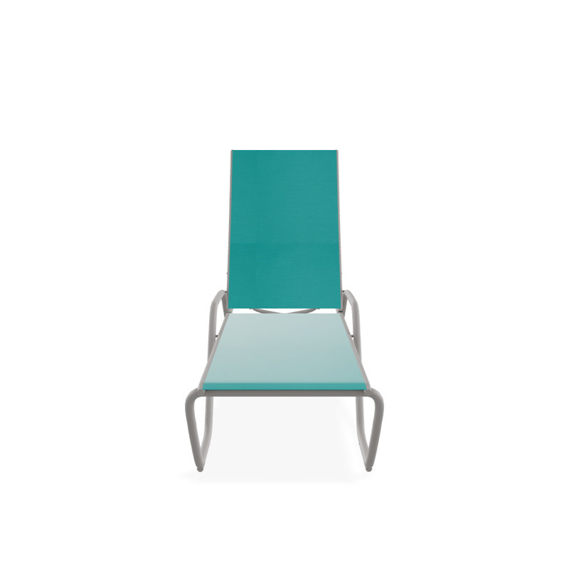 Outdoor Rust-Resistant Metal Chaise Lounge, Textured Warm Gray, Aqua