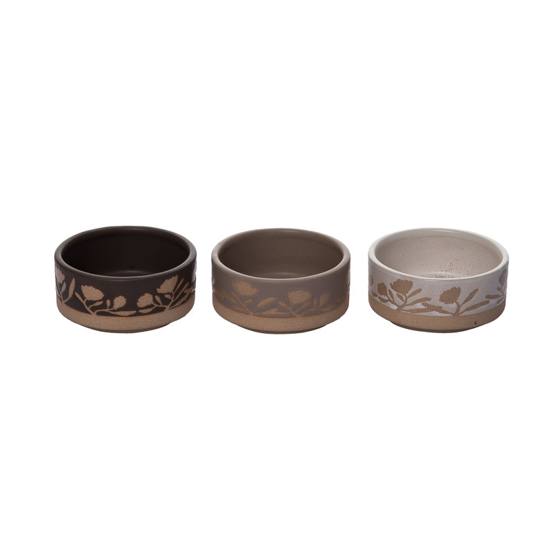 Ensemble de 3 ramequins à fleurs sauvages multicolores en grès de 3,27 po Transpac