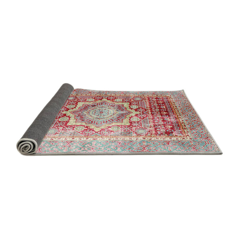 Tapis rouge/bleu traditionnel Nekizia, Rond 5 pi