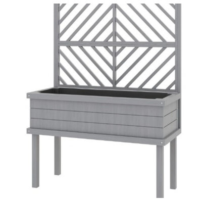 Spacious Raised Garden Bed,Elevated Wood Planter with Trellis for Climbing Plants,with Legs and Drainage Holes