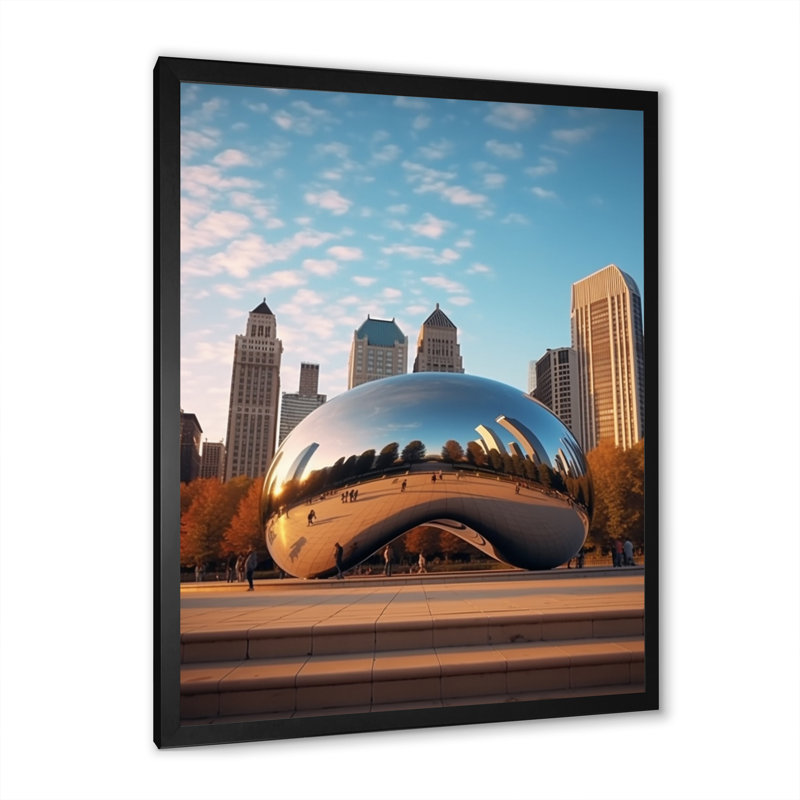 Iconic Chicago Skyline I sur impression sur toile, H 44 po x l 34 po x P 1,5 po, Cadre photo noir