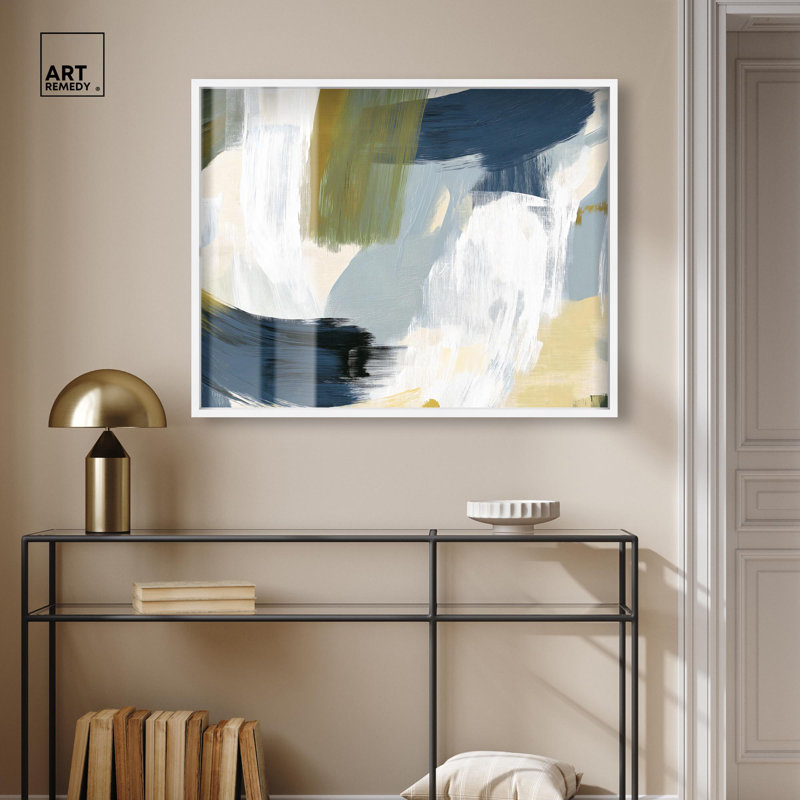 Décoration murale abstraite «Moss Layers II» par Art Remedy, Blanc, H 31 po x l 37 po