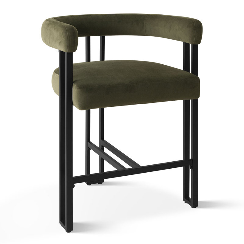Mekah Upholstered 24'' Counter Stool Set of 2 - Metal Frame