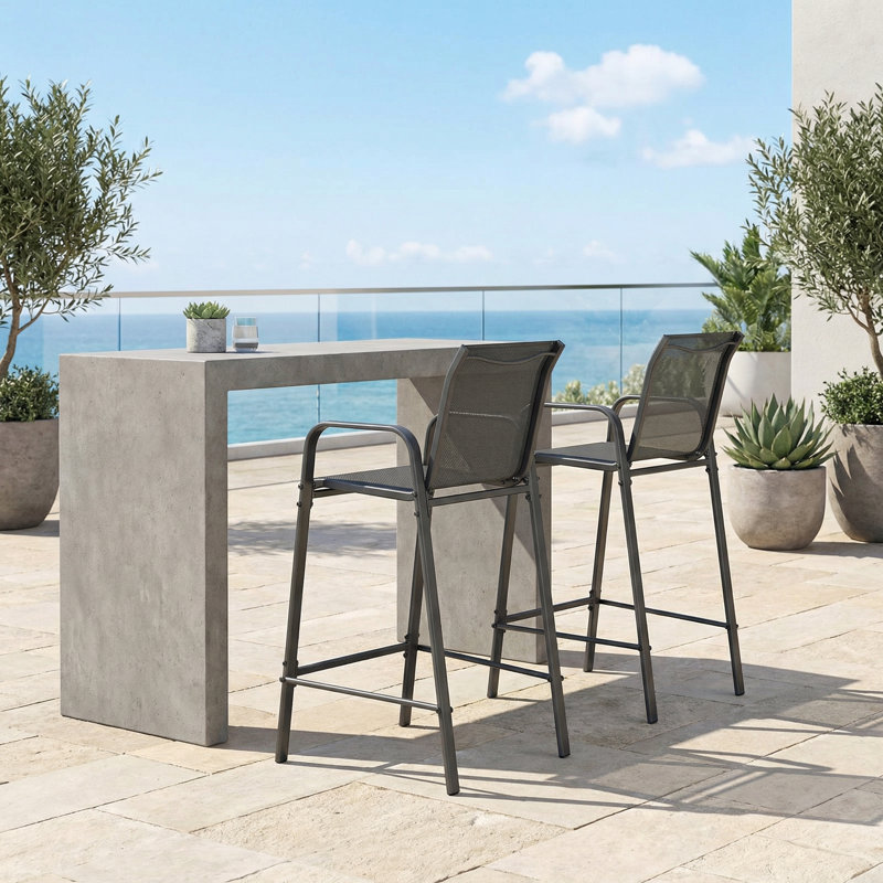 Ensemble de 2 tabourets de patio Cristel, Gris