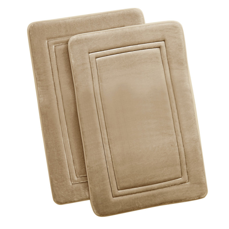 Baysen Memory Foam Bath Rug, Khaki, 20" W x 30" L