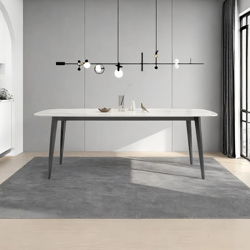Carbon steel rock plate rectangular dining table, 29.52"H x 70.86"L x 35.43"W
