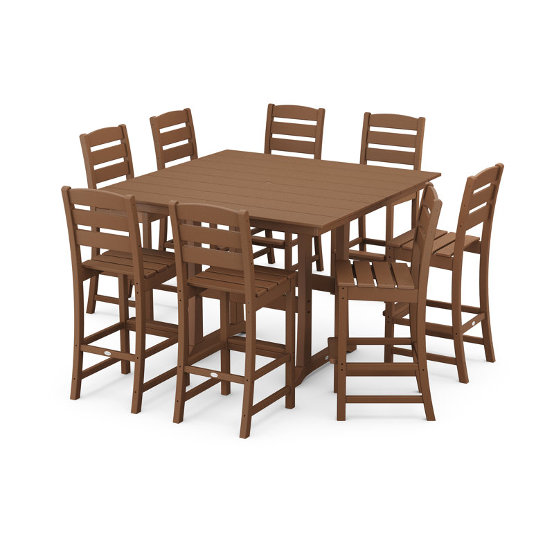 Lakeside 9-Piece Bar Side Chair Set, Teak
