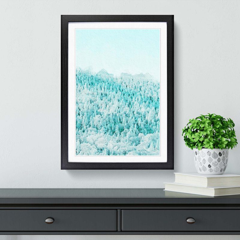 A Winter Forest Abstract Art - Framed Print, 63cm H x 45cm W x 2cm D, Black Framed