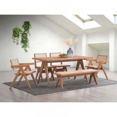 Ensemble de 6 meubles de patio en rotin et finition naturelle