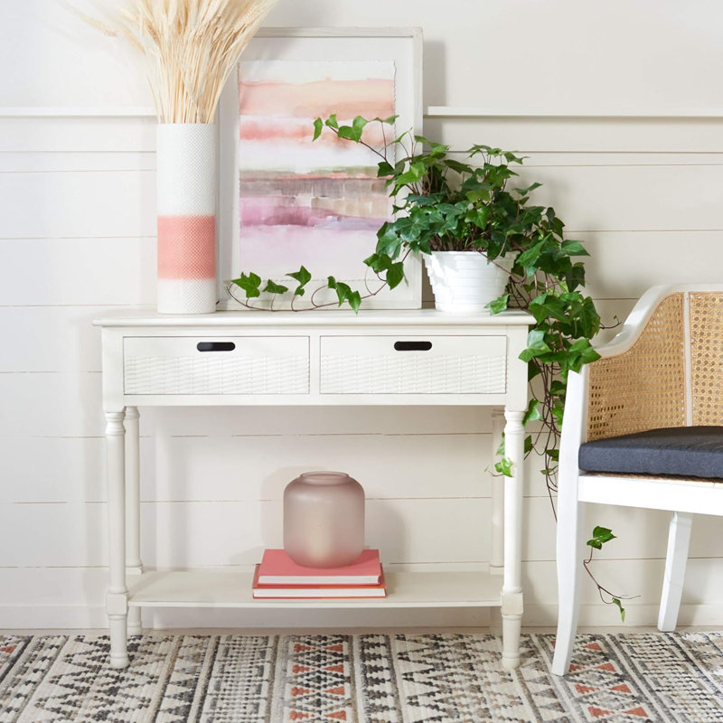 Console Dupuis, Blanc patiné, H 36 po x l 13 po x P 30 po