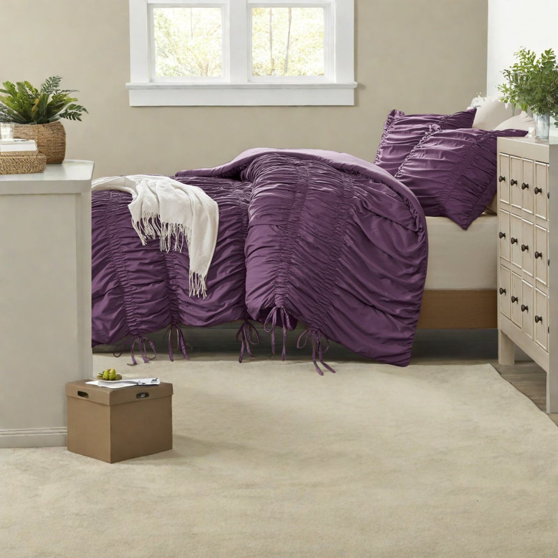 Ensembles de literie simple en microfibre douce, style maison de campagne ruché pour la maison