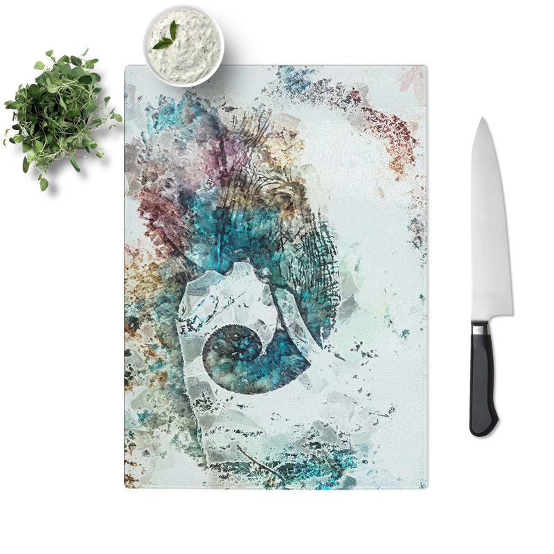 Glass Elephant Profile in Abstract Chopping Board, 28.5 cm W x 20 cm L