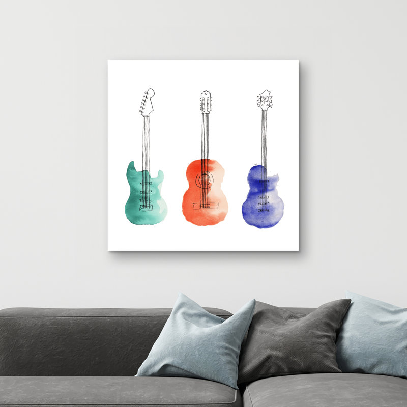 Three guitars - 32"x32" art on canvas