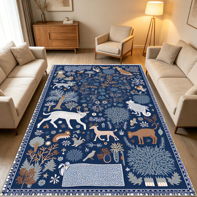 1PC Nordic - Style Animal - Themed Area Rugs for Living Room, Soft and Comfortable, Suitable for all seasons, easy - to - maintain, machine washable Indoor floor mat, Under Table Farmhouse suitable for Bedroom, Dining Room, Study, Hallway, Balcony