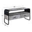 Meuble télé en métal avec 2 tiroirs de rangement, coloris gris et noir, dimensions : 40-49 pouces, compartiment ouvert, style moderne, tablette, objet décoratif