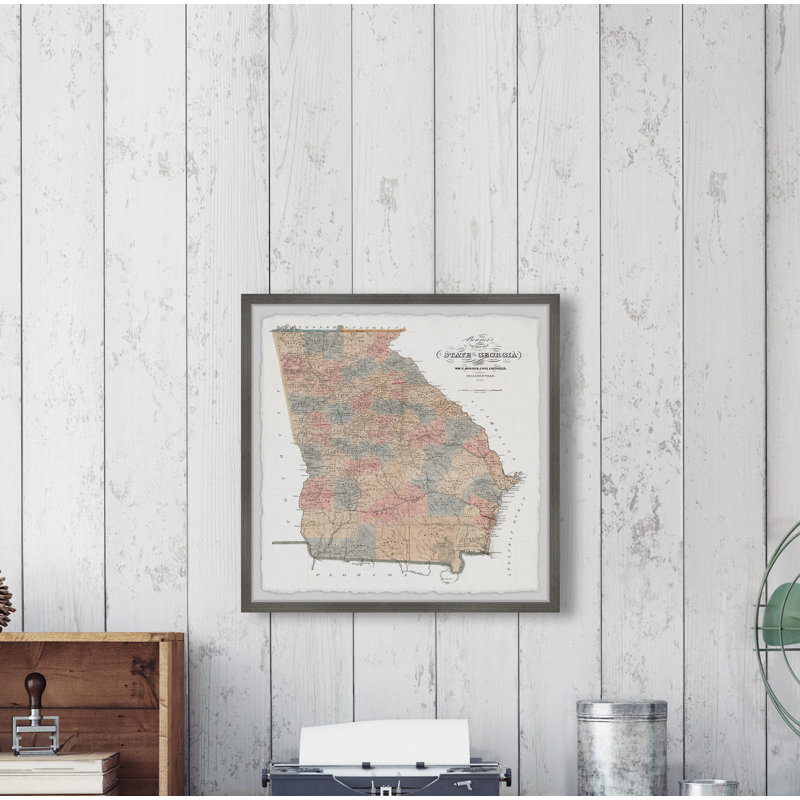 State of Georgia Vintage Map II - cadre photo, impression sur papier, H 24 po x l 24 po x P 1,5 po