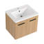 Meuble-lavabo flottant 24 po avec lavabo, armoire en contreplaqué de chêne clair, rangement à double porte mural, avec comptoir en résine (ensemble de 2 pièces)