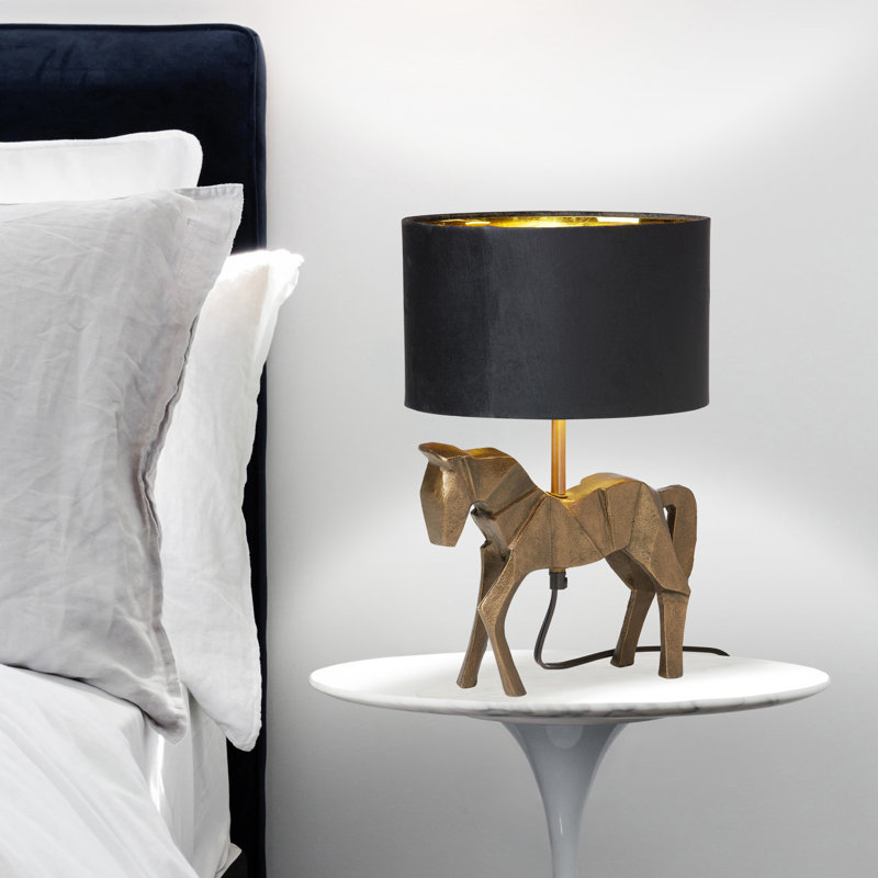 Lampe de table 17 "H 17,75" Origami avec abat-jour tambour noir