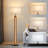 58.9'' Farmhouse Wooden Floor Lamp Built-in Led Beads, White Rectangular Linen Shade For Bedroom (bulb Included)