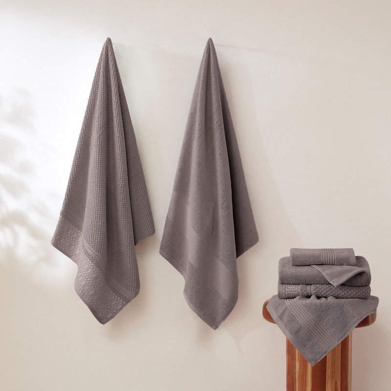 Modern Threads 6-Piece Jacquard Towel Set Astra – 100% Cotton, Quick Dry & Absorbent Bath, Hand & Washcloths – Modern Geometric Pattern