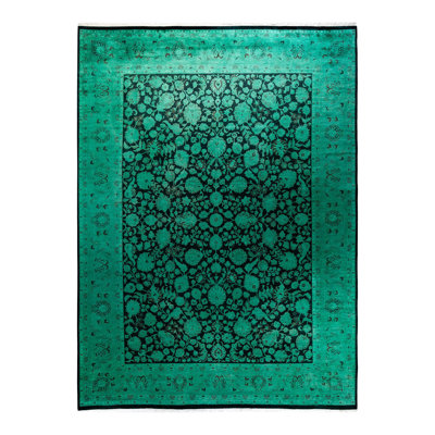 Tapis noué à la main unique en son genre Holsworth - vert