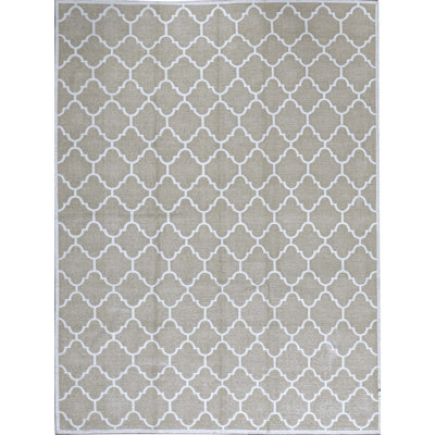Cotton Geometric Area Rug in Gray