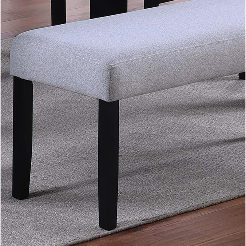 Classic 1Pc Dining Bench, Charcoal Color, Soft Fabric Upholstery, Rubber Wood Legs, 41" Deep Bench For Room Fashion Modern Style Upholstered In Charcoal, Bent 16" Wide