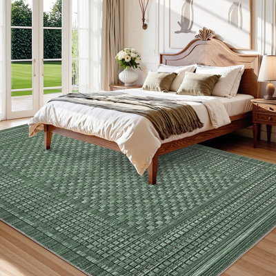 Tapis lavable à motif écossais pour salon et salle à manger