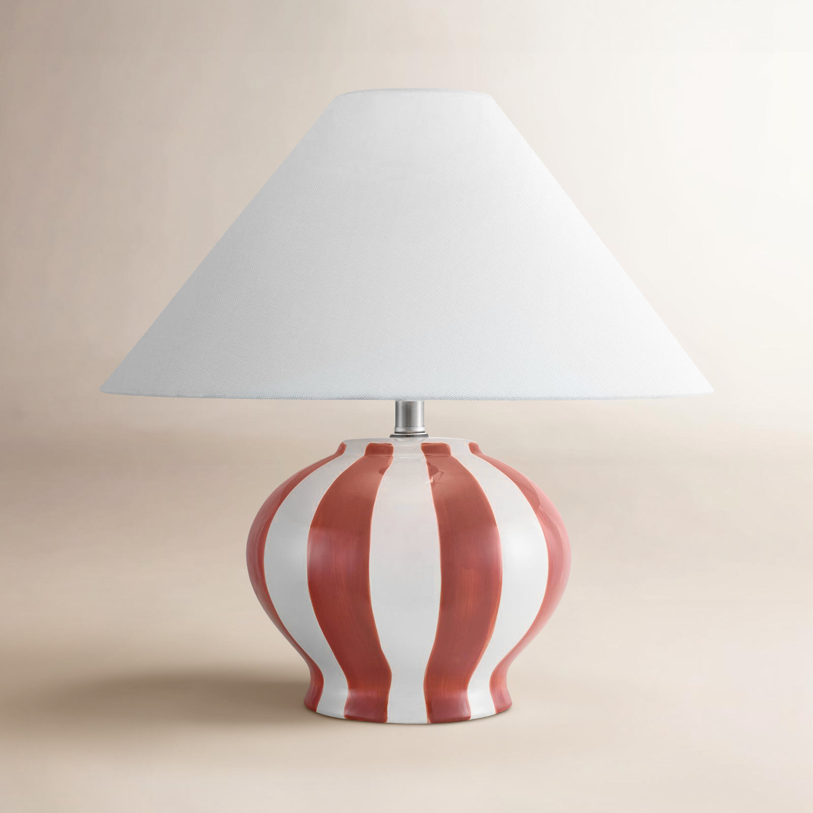 Ceramic Table Lamp, Red/White