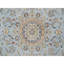 Tapis oriental rond bleu clair 7 pi 9 po x 7 pi 9 po Nain avec motif de médaillons de fleurs, laine douce et soie, velours doux, 250 KPSI