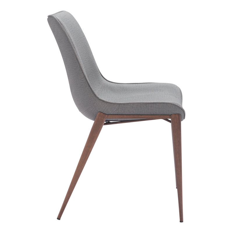 Slate Gray and Walnut Low Side Chair with Metal Frame