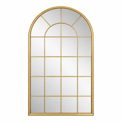 Arch Window Mirror, 103 cm Large Gold Decorative Wall Mirror for Living Room, Hallway & Bedroom