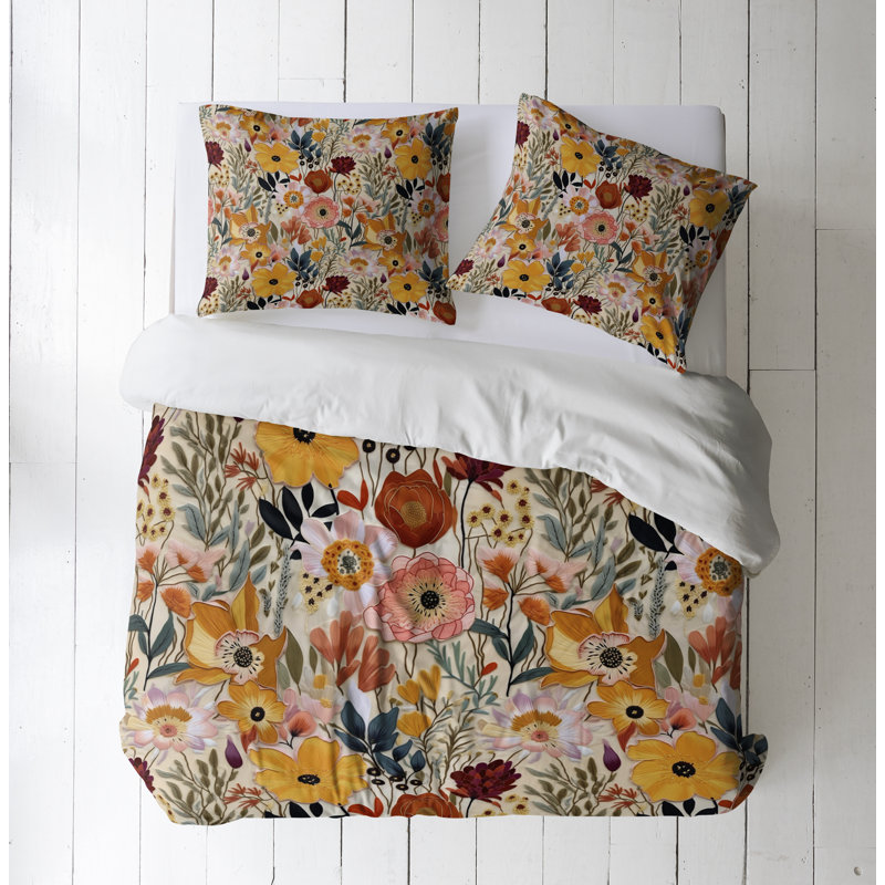 Floral Duvet Cover, Queen Duvet Cover + 2 Queen Shams
