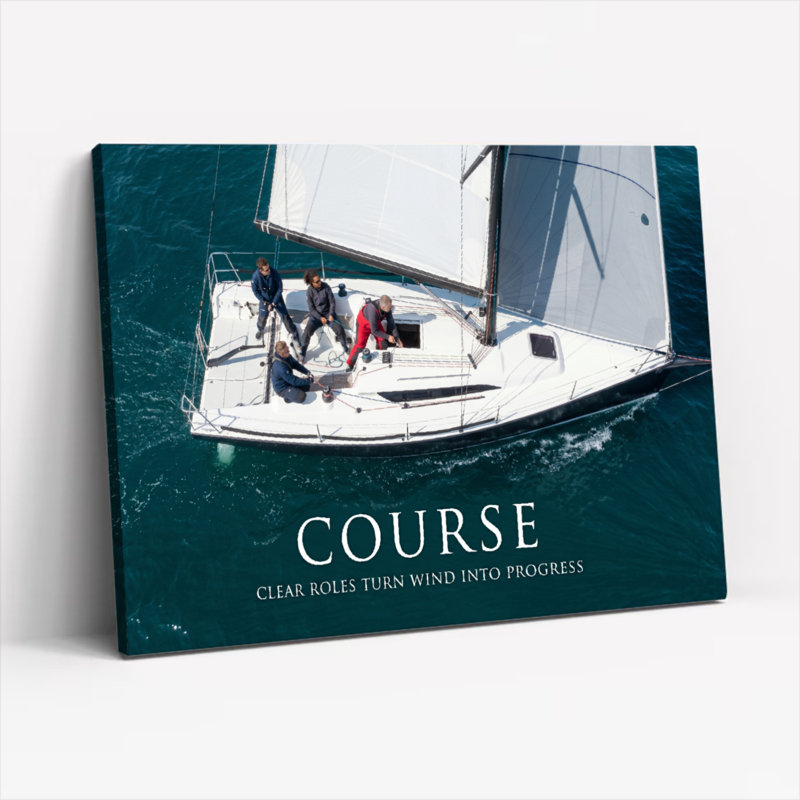 Ensemble de 1 tableau sur toile représentant une équipe de voile, H 12 po x l 18 po, Toile tendue