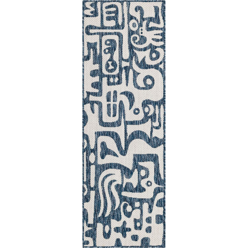 Contemporary Nykeia Area Rug Blue Color, Runner 2' x 6'1"