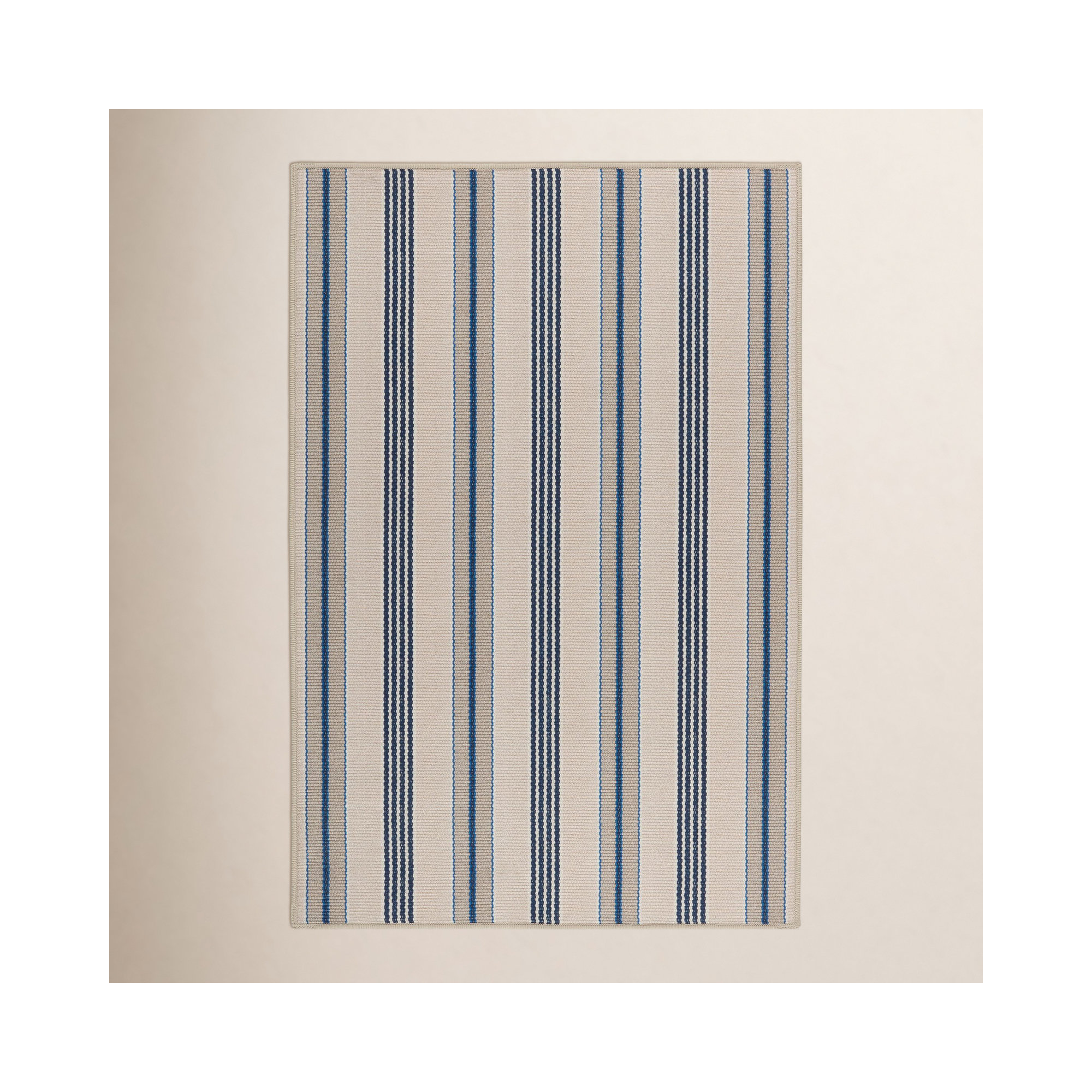 Nimes Ticking Neutral Machine Washable Rug, Rectangle 6' x 9'