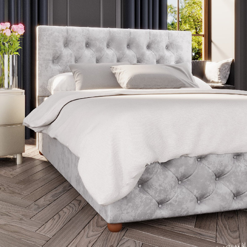 Upholstered Ottoman Bed, Super King (6'), Silver